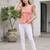 Peach cotton printed top for women