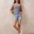 Blue cotton printed top for women