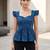 Blue cotton printed top for women