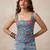 Blue cotton printed top for women