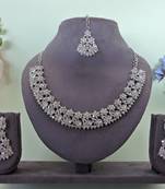White color rhodium plating festive wear designer necklace set