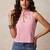 Pink cotton printed top for women