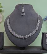 Purple color rhodium plating festive wear designer necklace set