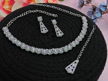 Purple color rhodium plating festive wear designer necklace set 2