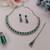 Green color rhodium plating festive wear designer necklace set