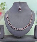 Maroon color rhodium plating festive wear designer necklace set