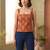 Orange cotton printed top for women