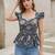 Blue cotton printed top for women