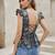 Blue cotton printed top for women
