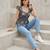Blue cotton printed top for women