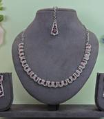 Purple color rhodium plating festive wear designer necklace set