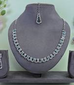 Green color rhodium plating festive wear designer necklace set