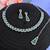 Green color rhodium plating festive wear designer necklace set