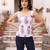 White cotton printed top for women