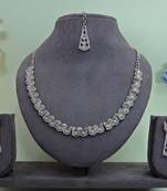 White color rhodium plating festive wear designer necklace set