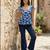 Blue cotton printed top for women