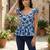 Blue cotton printed top for women