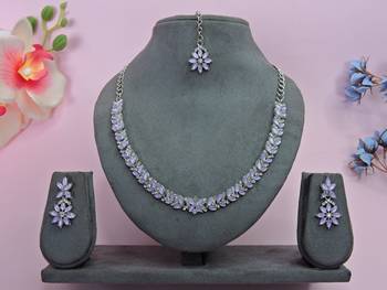 Purple color rhodium plating festive wear designer necklace set 1