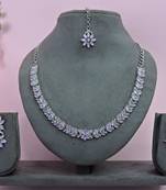 Purple color rhodium plating festive wear designer necklace set