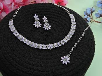 Purple color rhodium plating festive wear designer necklace set 2