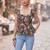Green cotton printed top for women