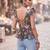 Green cotton printed top for women