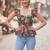 Green cotton printed top for women