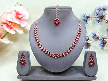 Maroon color rhodium plating festive wear designer necklace set 1