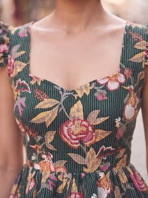 Green cotton printed top for women 5