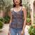 Blue cotton printed top for women
