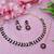 Pink color rhodium plating festive wear designer necklace set