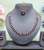 Blue color rhodium plating festive wear designer necklace set