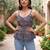 Blue cotton printed top for women