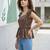 Black cotton printed top for women