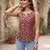 Maroon cotton printed top for women