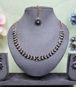 Green color rhodium plating festive wear designer necklace set