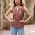 Maroon cotton printed top for women
