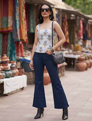 Grey cotton printed top for women 1