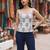 Grey cotton printed top for women