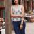Grey cotton printed top for women