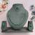 Green color rhodium plating festive wear designer necklace set