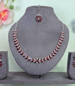 Maroon color rhodium plating festive wear designer necklace set