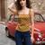 Mustard cotton printed top for women