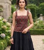 Maroon cotton printed top for women