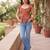 Red cotton printed top for women