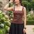 Maroon cotton printed top for women