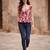 White cotton printed top for women