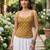 Mustard cotton printed top for women