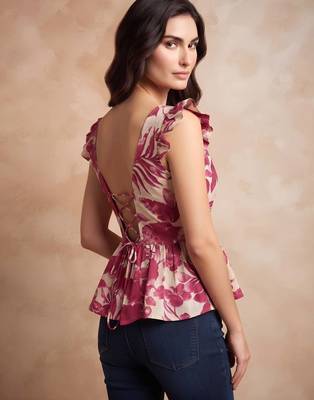 White cotton printed top for women 3