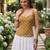 Mustard cotton printed top for women